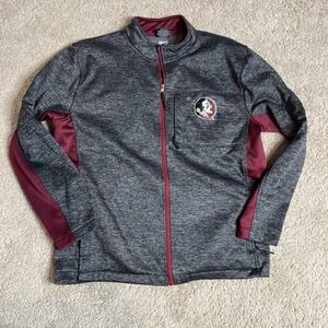 Colosseum Gray Florida State Seminole Full Zip Sweatshirt Jacket Size Large